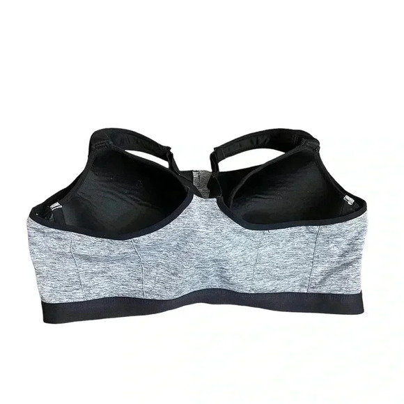 Avenue Zipped Sports Bra in Heather Gray and Black Front Closure Womens Size 42D - Picture 11 of 13